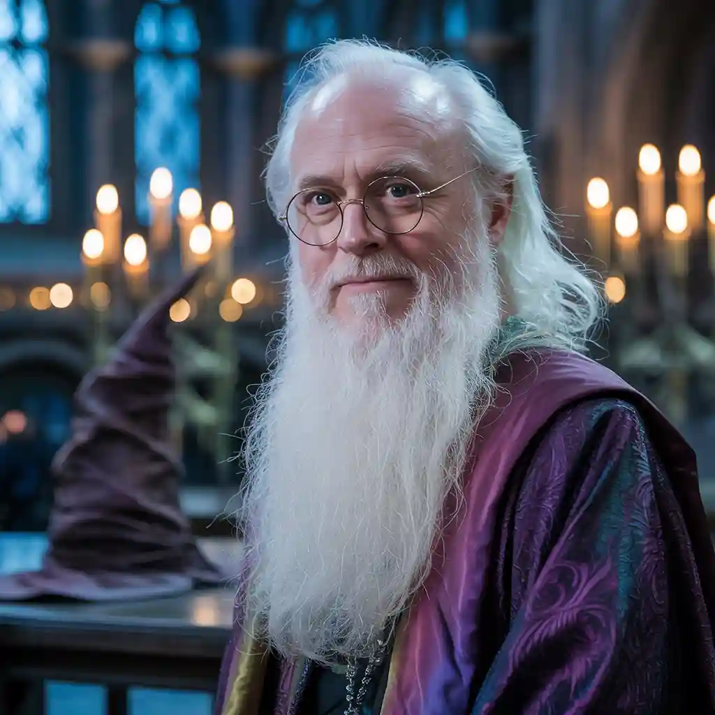 AI generated picture of John Lithgow who will be playing Albus Dumbledore